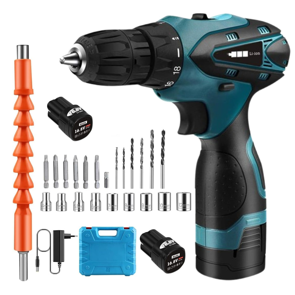 Kit Completo de Herramientas: Taladro 12V Inalámbrico + Maletín de Transporte
